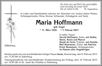 Traueranzeige von Maria Hoffmann von Allgäuer Zeitung, Kaufbeuren/Buchloe