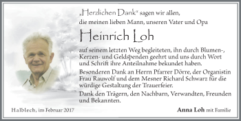 Traueranzeige von Heinrich Loh von Allgäuer Zeitung, Füssen