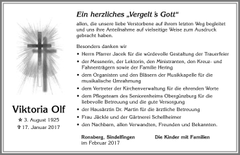 Traueranzeige von Viktoria Olf von Allgäuer Zeitung