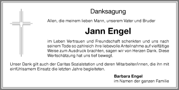 Traueranzeige von Jann Engel von Memminger Zeitung