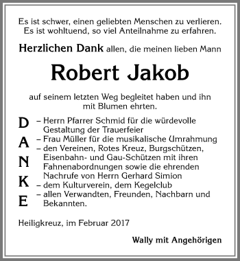 Traueranzeige von Robert Jakob von Allgäuer Zeitung,Kempten