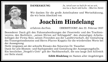 Traueranzeige von Joachim Hindelang von Allgäuer Anzeigeblatt