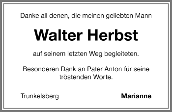 Traueranzeige von Walter Herbst von Memminger Zeitung