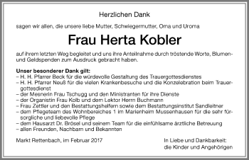 Traueranzeige von Herta Kobler von Memminger Zeitung