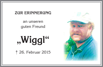 Traueranzeige von Wiggl  von Allgäuer Zeitung, Kaufbeuren/Buchloe