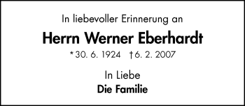 Traueranzeige von Werner Eberhardt von Memminger Zeitung