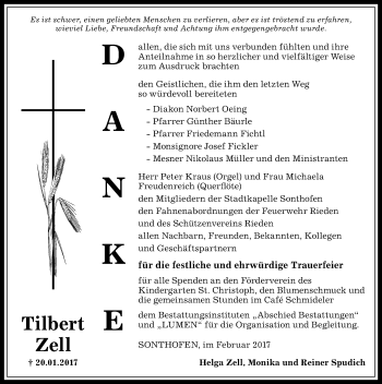 Traueranzeige von Tilbert Zell von Allgäuer Zeitung