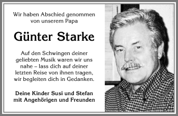 Traueranzeige von Günter Starke von Allgäuer Zeitung,Kempten