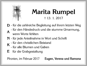 Traueranzeige von Marita Rumpel von Allgäuer Zeitung, Füssen