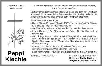 Traueranzeige von Peppi Kiechle von Allgäuer Zeitung,Kempten