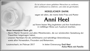 Traueranzeige von Anni Heel von Allgäuer Zeitung, Marktoberdorf