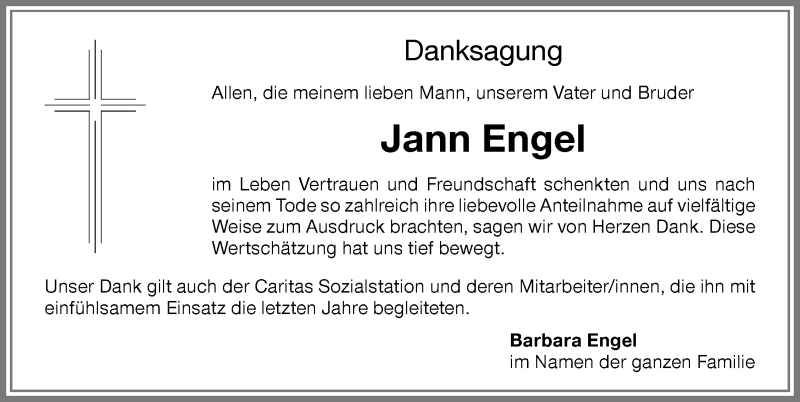  Traueranzeige für Jann Engel vom 15.02.2017 aus Memminger Zeitung