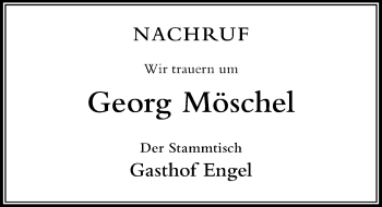 Traueranzeige von Georg Möschel von Der Westallgäuer