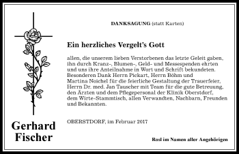 Traueranzeige von Gerhard Fischer von Allgäuer Anzeigeblatt