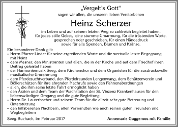 Traueranzeige von Heinz Scherzer von Allgäuer Zeitung, Füssen