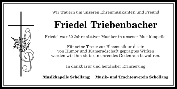 Traueranzeige von Friedel Triebenbacher von Allgäuer Anzeigeblatt