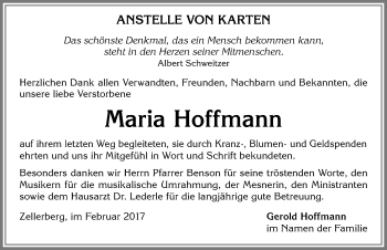 Traueranzeige von Maria Hoffmann von Allgäuer Zeitung, Kaufbeuren/Buchloe