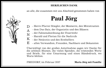 Traueranzeige von Paul Jörg von Allgäuer Anzeigeblatt