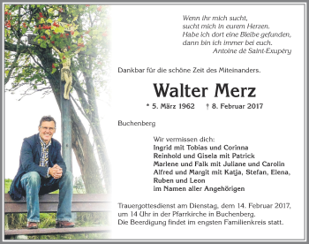 Traueranzeige von Walter Merz von Allgäuer Zeitung,Kempten