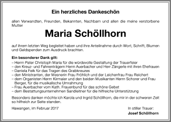 Traueranzeige von Maria Schöllhorn von Memminger Zeitung