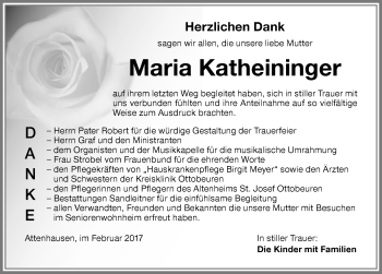 Traueranzeige von Maria Katheininger von Memminger Zeitung
