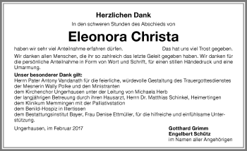 Traueranzeige von Eleonora Christa von Memminger Zeitung