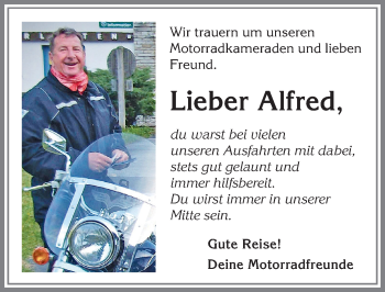 Traueranzeige von Alfred  von Allgäuer Zeitung,Kempten