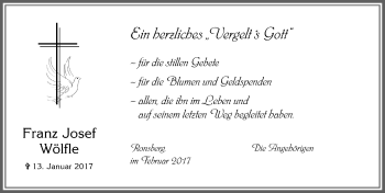 Traueranzeige von Franz Josef Wölfle von Allgäuer Zeitung, Marktoberdorf