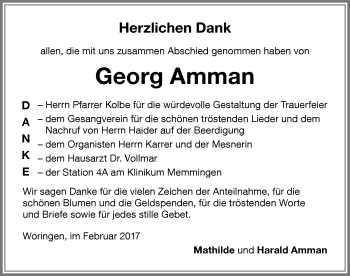 Traueranzeige von Georg Amman von Memminger Zeitung