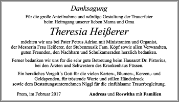 Traueranzeige von Theresia Heißerer von Allgäuer Zeitung, Füssen