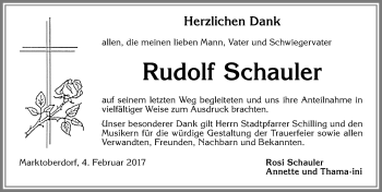 Traueranzeige von Rudolf Schauler von Allgäuer Zeitung, Marktoberdorf