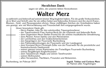 Traueranzeige von Walter Merz von Allgäuer Zeitung,Kempten
