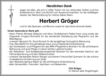 Traueranzeige von Herbert Gröger von Memminger Zeitung