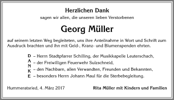 Traueranzeige von Georg Müller von Allgäuer Zeitung, Marktoberdorf