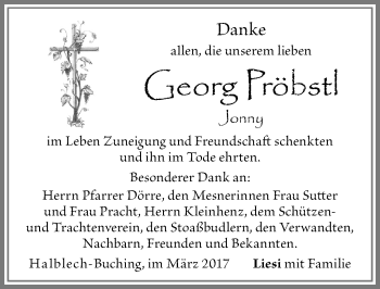Traueranzeige von Georg Pröbstl von Allgäuer Zeitung, Füssen