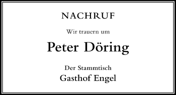 Traueranzeige von Peter Döring von Der Westallgäuer