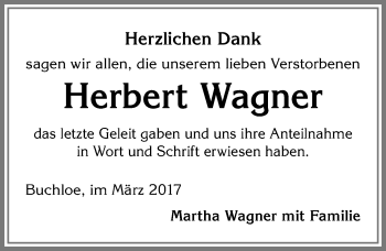 Traueranzeige von Herbert Wagner von Allgäuer Zeitung, Kaufbeuren/Buchloe