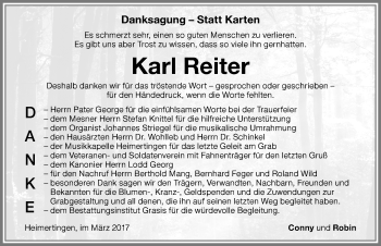Traueranzeige von Karl Reiter von Memminger Zeitung