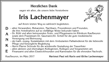 Traueranzeige von Iris Lachenmayer von Allgäuer Zeitung