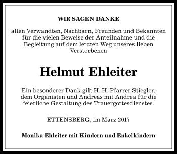 Traueranzeige von Helmut Ehleiter von Allgäuer Anzeigeblatt