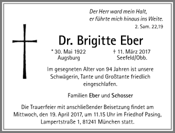 Traueranzeige von Brigitte Eber von Allgäuer Zeitung,Kempten
