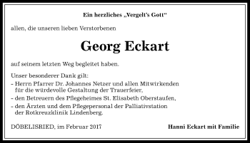 Traueranzeige von Georg Eckart von Allgäuer Anzeigeblatt