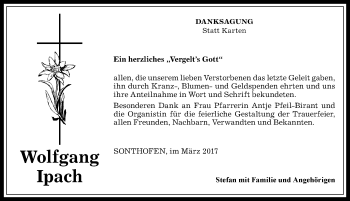 Traueranzeige von Wolfgang Ipach von Allgäuer Anzeigeblatt