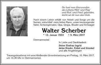 Traueranzeige von Walter Scherber von Allgäuer Zeitung,Kempten