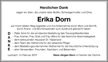 Traueranzeige von Erika Dorn von Memminger Zeitung
