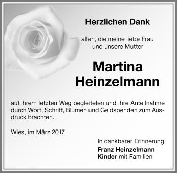 Traueranzeige von Martina Heinzelmann von Memminger Zeitung