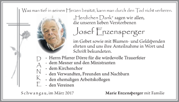 Traueranzeige von Josef Enzensperger von Allgäuer Zeitung, Füssen