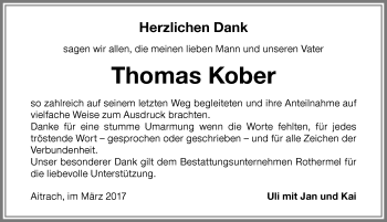 Traueranzeige von Thomas Kober von Memminger Zeitung