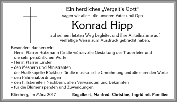 Traueranzeige von Konrad Hipp von Allgäuer Zeitung, Füssen