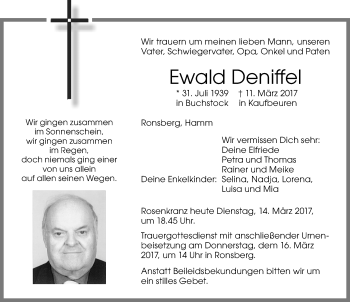 Traueranzeige von Ewald Deniffel von Allgäuer Zeitung, Marktoberdorf